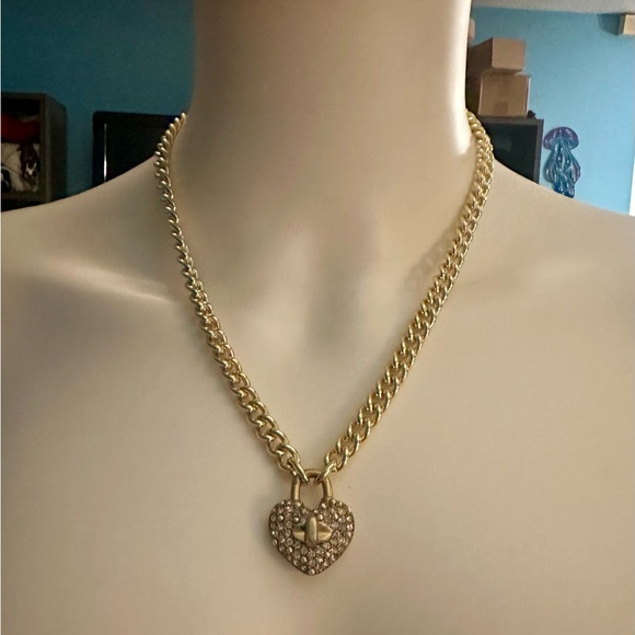 Coach Heart Pink Multi Turnlock Pavé Chain Link Necklace - Picture 3 of 16